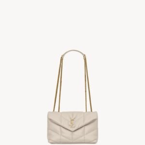 Mini Quilted Lambskin Puffer in Blanc Vintage