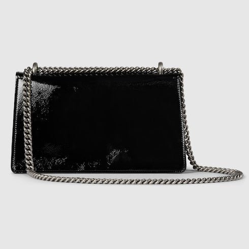 Patent Leather Medium Shoulder Bag with Iconic Closure – Black - Image 2