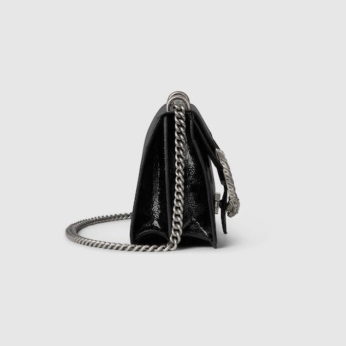 Patent Leather Medium Shoulder Bag with Iconic Closure – Black - Image 4