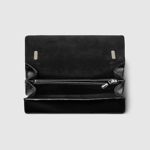 Patent Leather Medium Shoulder Bag with Iconic Closure – Black - Image 6