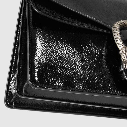Patent Leather Medium Shoulder Bag with Iconic Closure – Black - Image 7