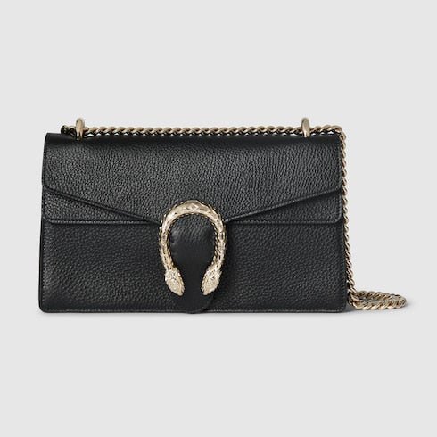 Patent Leather Medium Shoulder Bag with Iconic Closure – Black