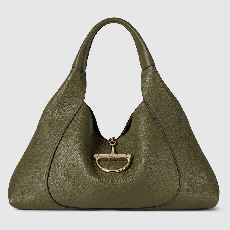 Softbit Maxi Shoulder Bag – Forest Green Grainy Leather