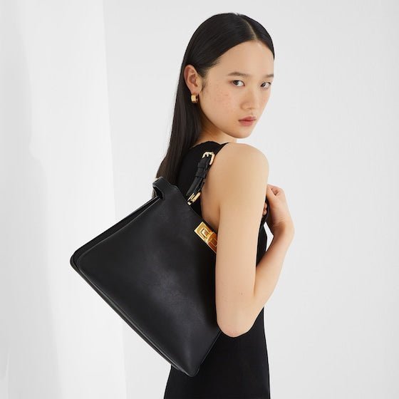 Soft Calfskin Medium Tote in Black - Image 5