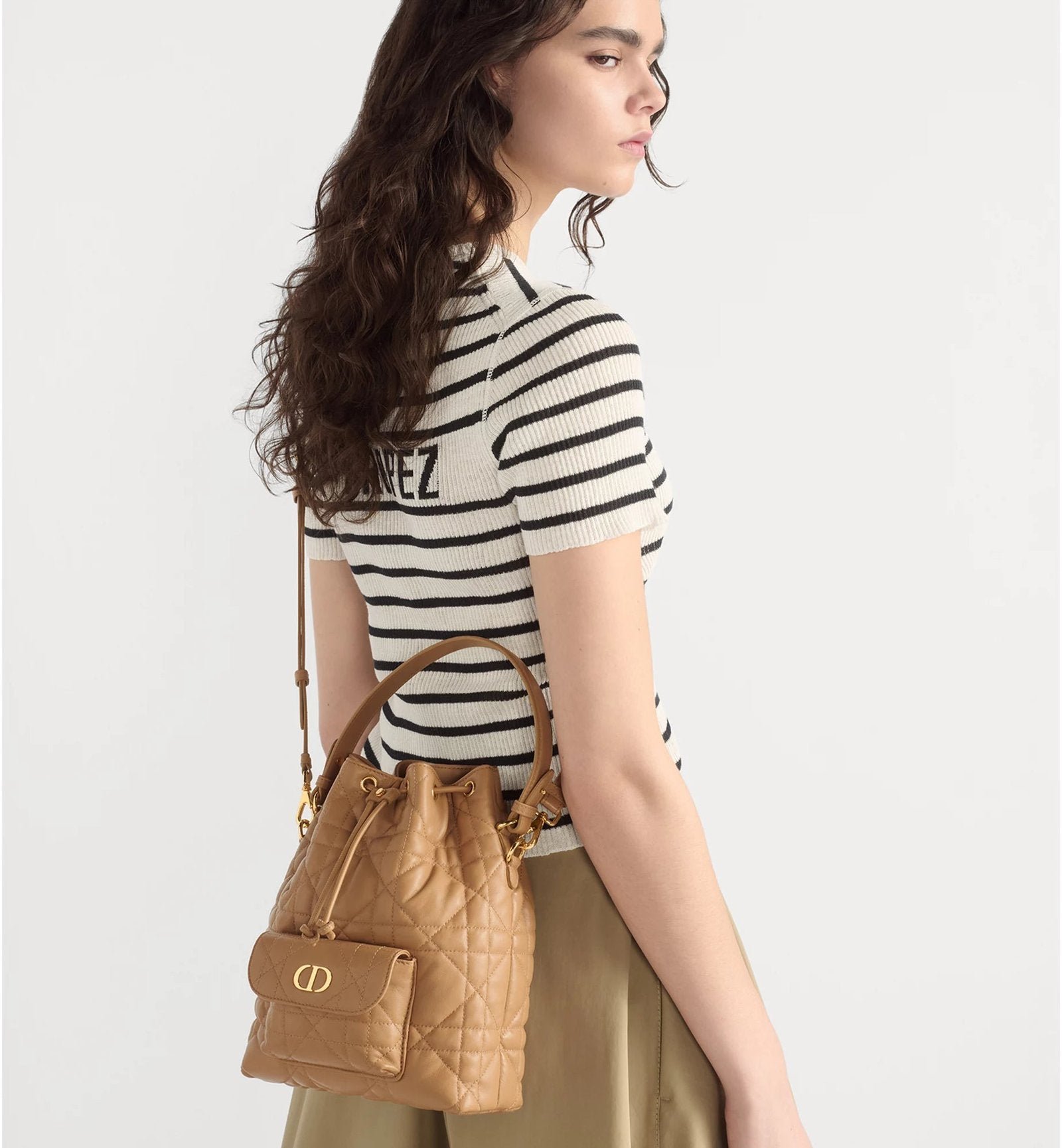 Macrocannage Lambskin Bucket Bag Light Gold - Image 6