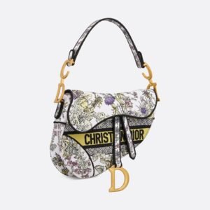 Saddle Bag – Latte Embroidery with Yellow Multicolor Chardons