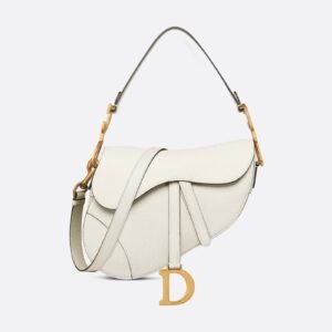 Grained Calfskin Saddle Bag - White