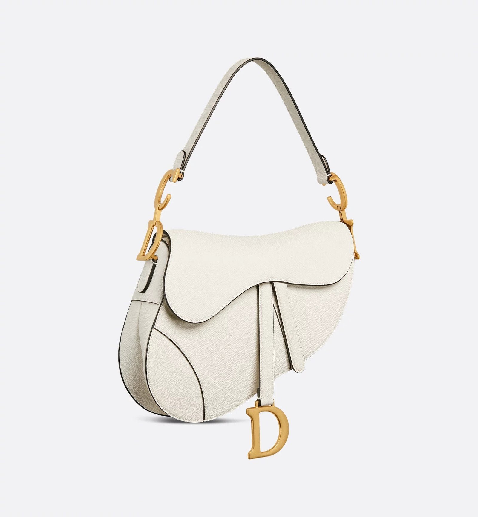 Grained Calfskin Saddle Bag - White - Image 14