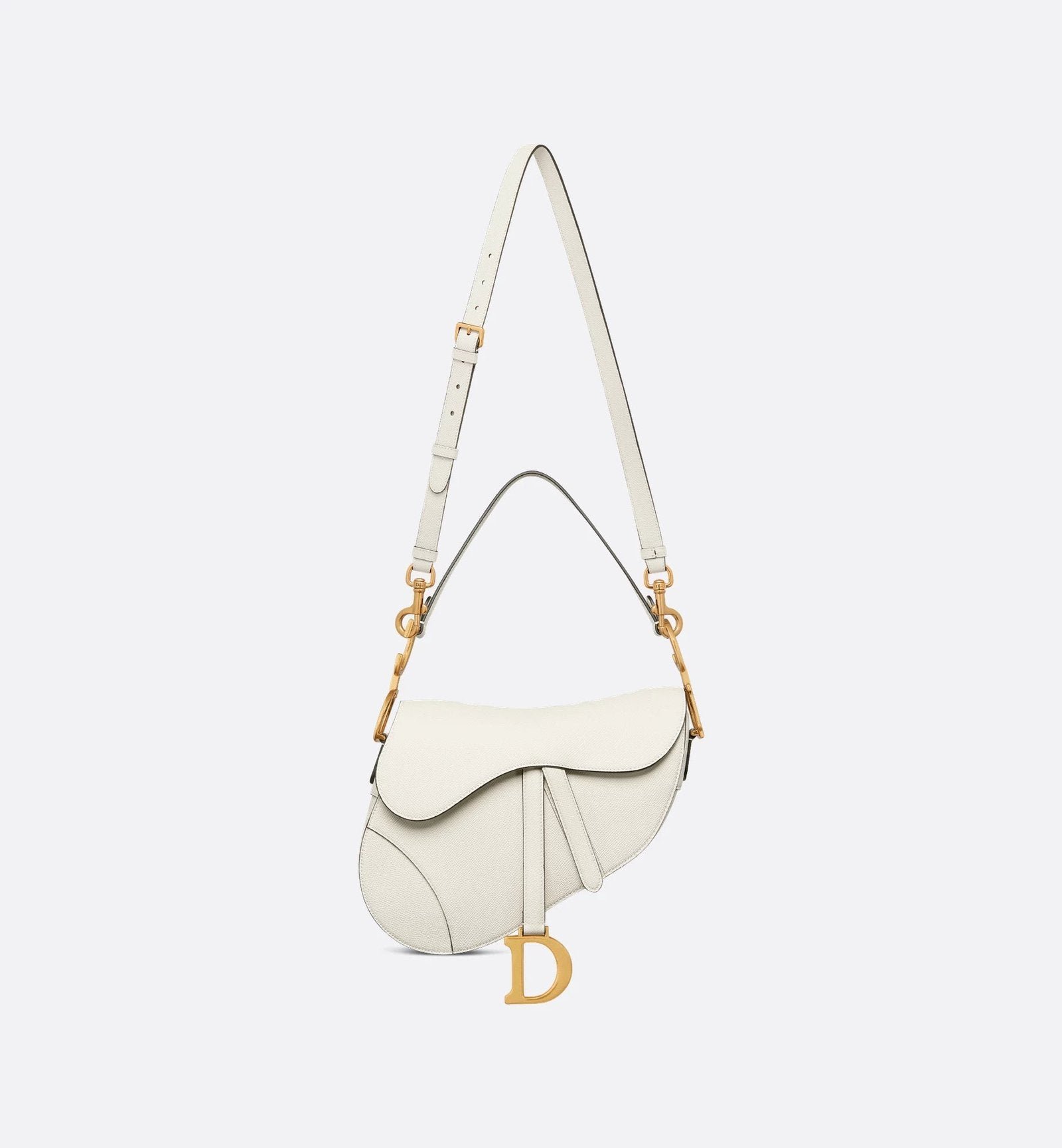 Grained Calfskin Saddle Bag - White - Image 12
