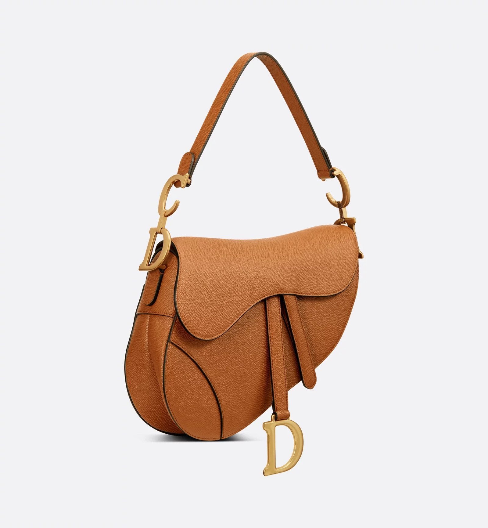 Grained Calfskin Saddle Bag - Golden - Image 17