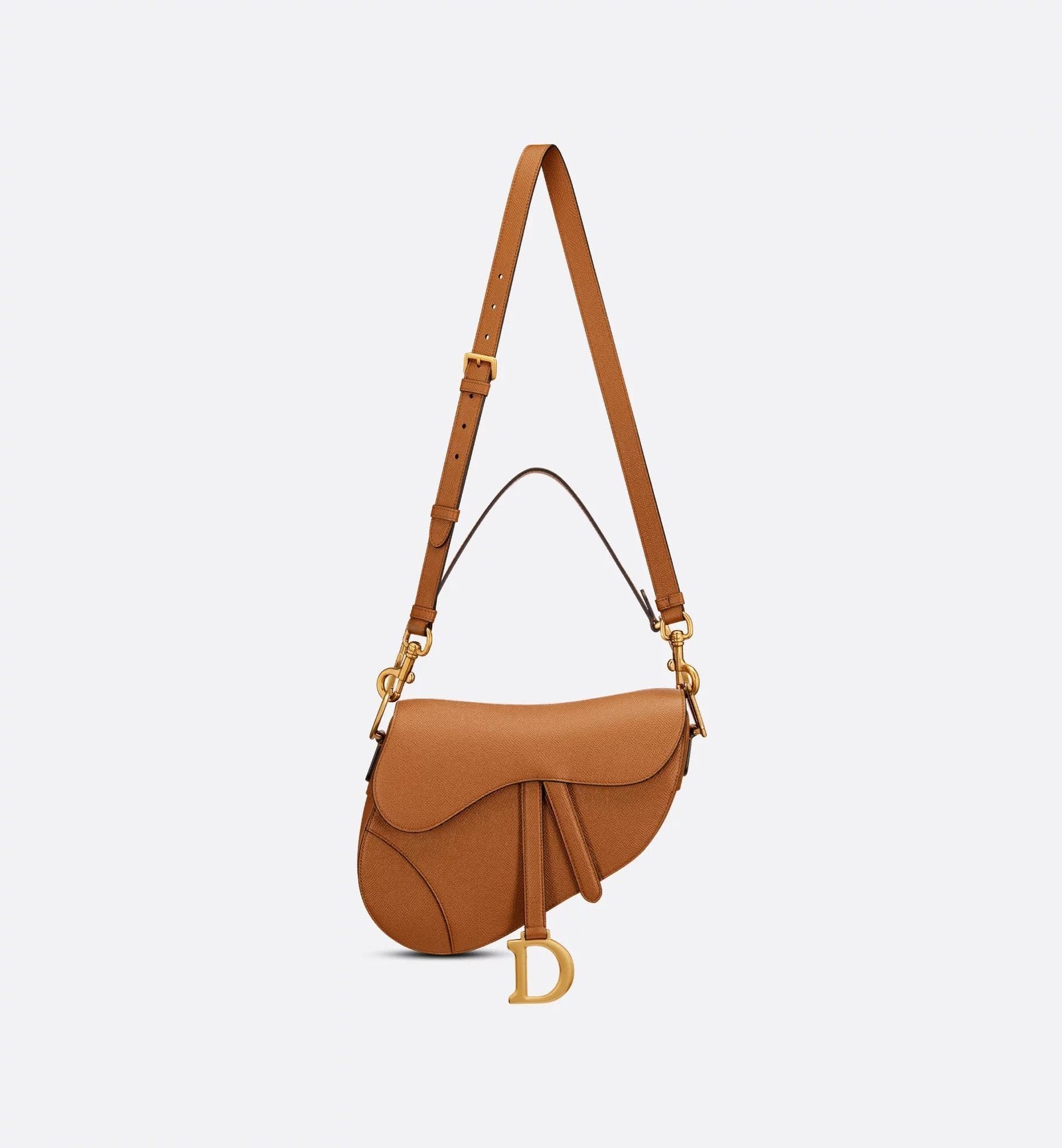 Grained Calfskin Saddle Bag - Golden - Image 5