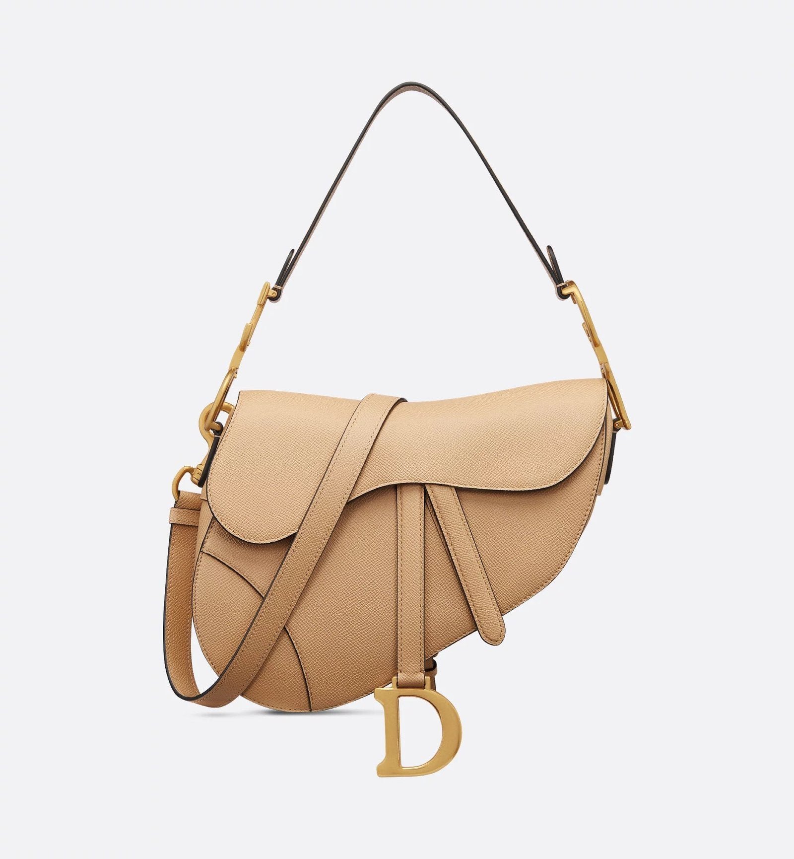 Grained Calfskin Saddle Bag - Biscuit