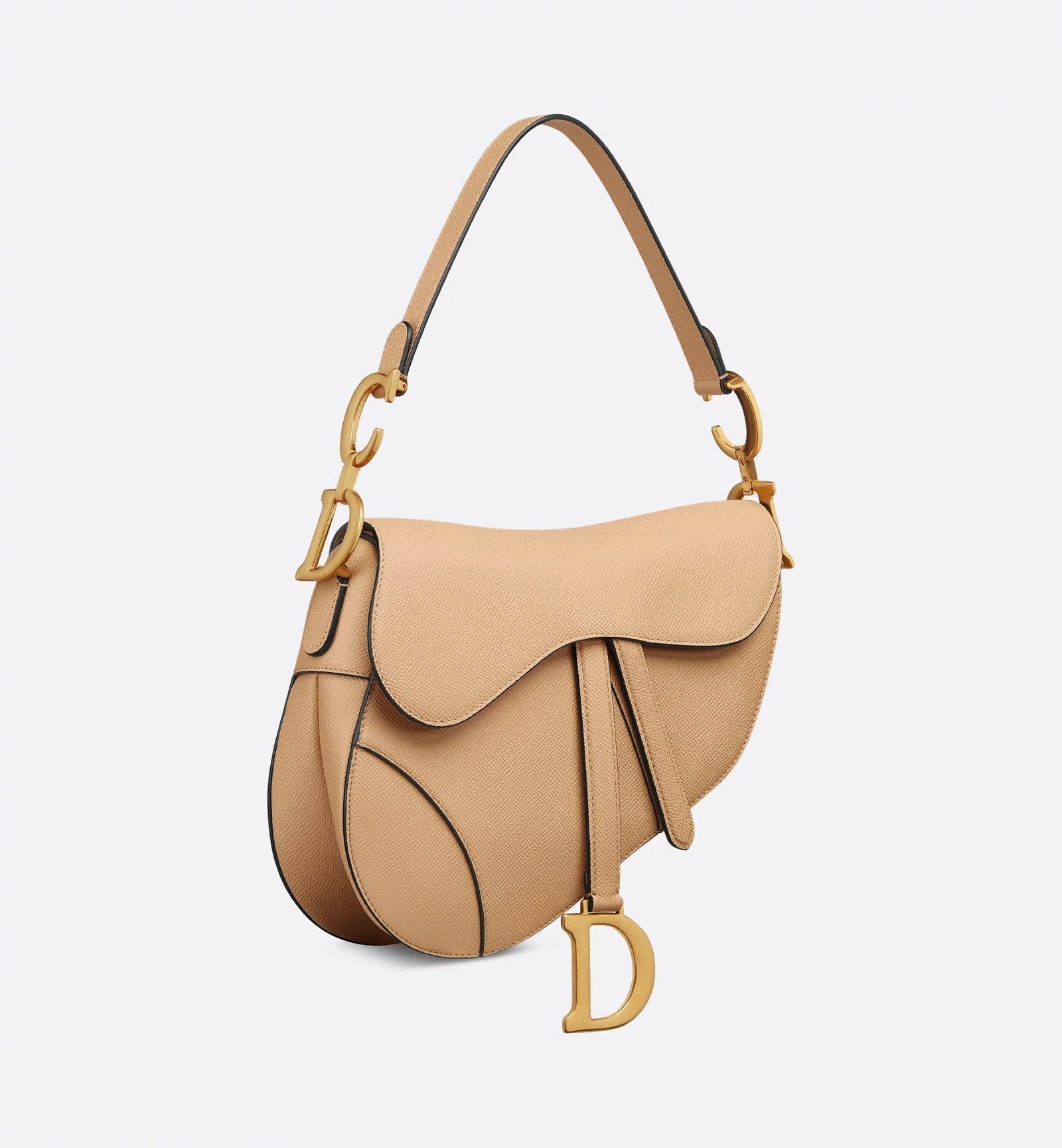 Grained Calfskin Saddle Bag - Biscuit - Image 9