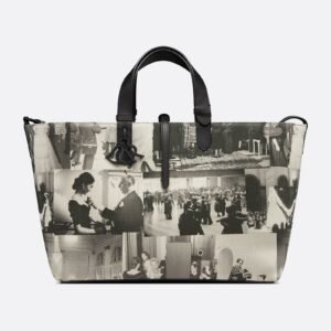 Toujours Large Tote in Black & White Monsieur Patchwork