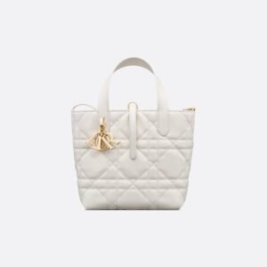 Toujours Mini Tote in White Macrocannage Calfskin