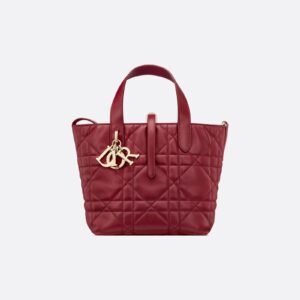 Toujours Mini Tote in Cherry Red Macrocannage Calfskin