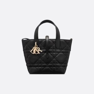 Toujours Mini Tote in Black Macrocannage Calfskin