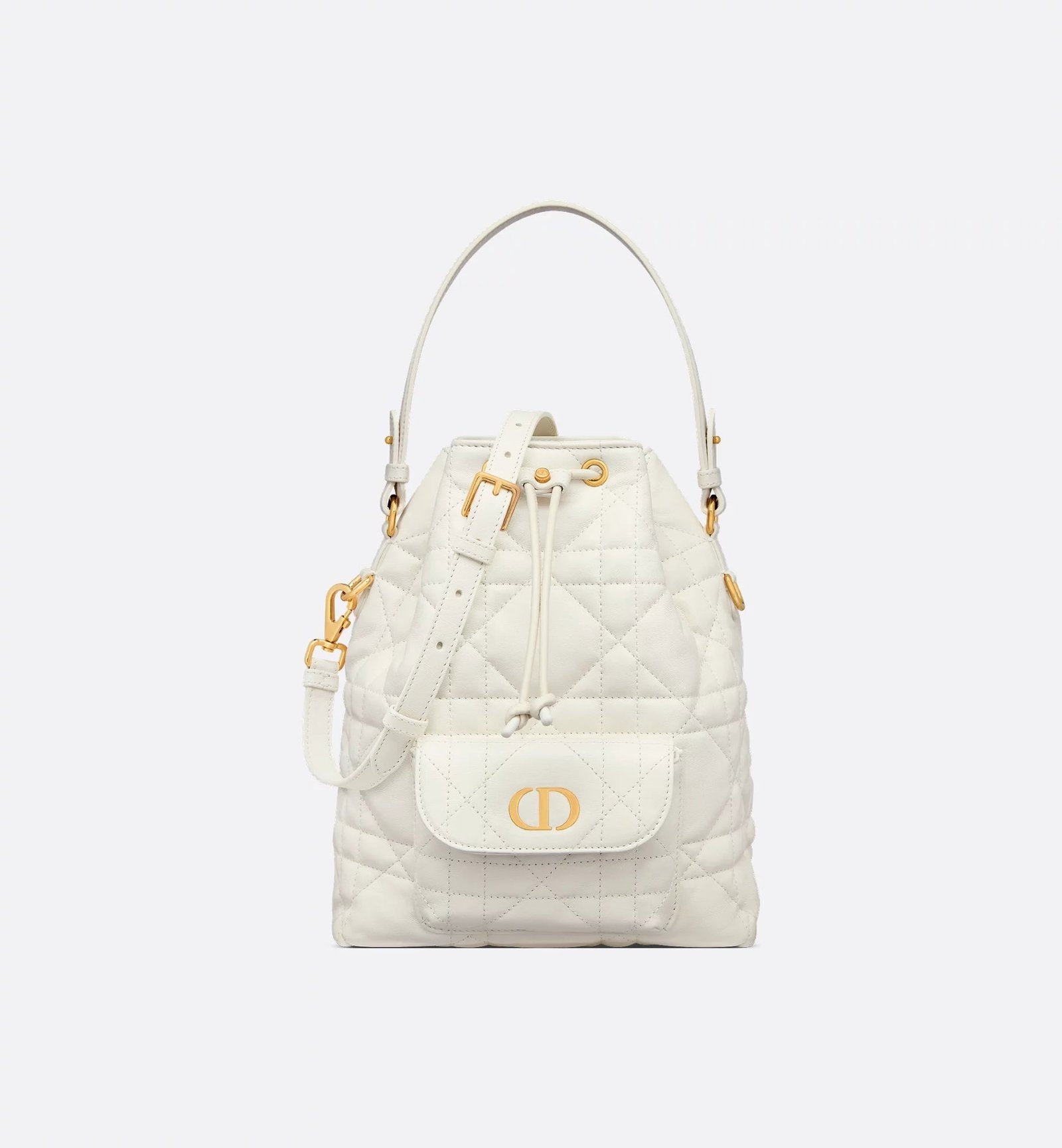 Macrocannage Lambskin Bucket Bag White