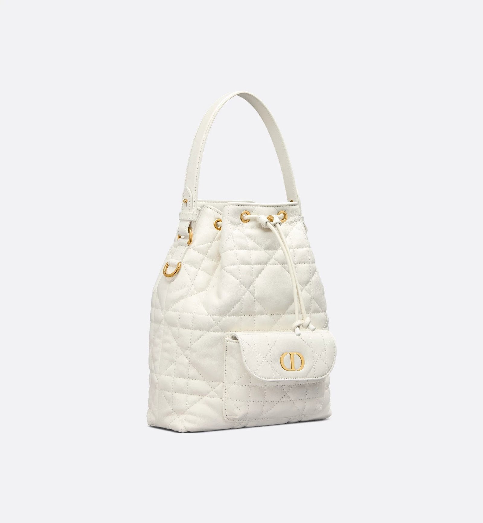 Macrocannage Lambskin Bucket Bag White - Image 6