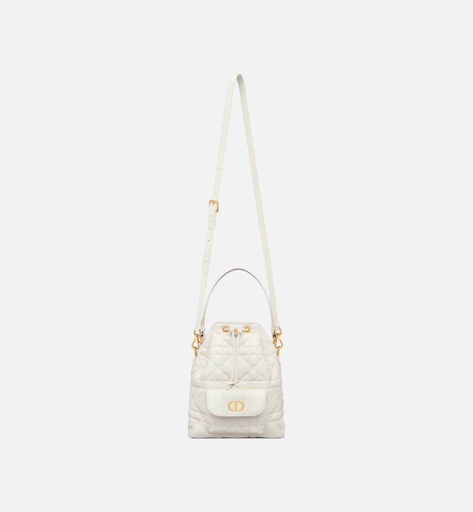 Macrocannage Lambskin Bucket Bag White - Image 3