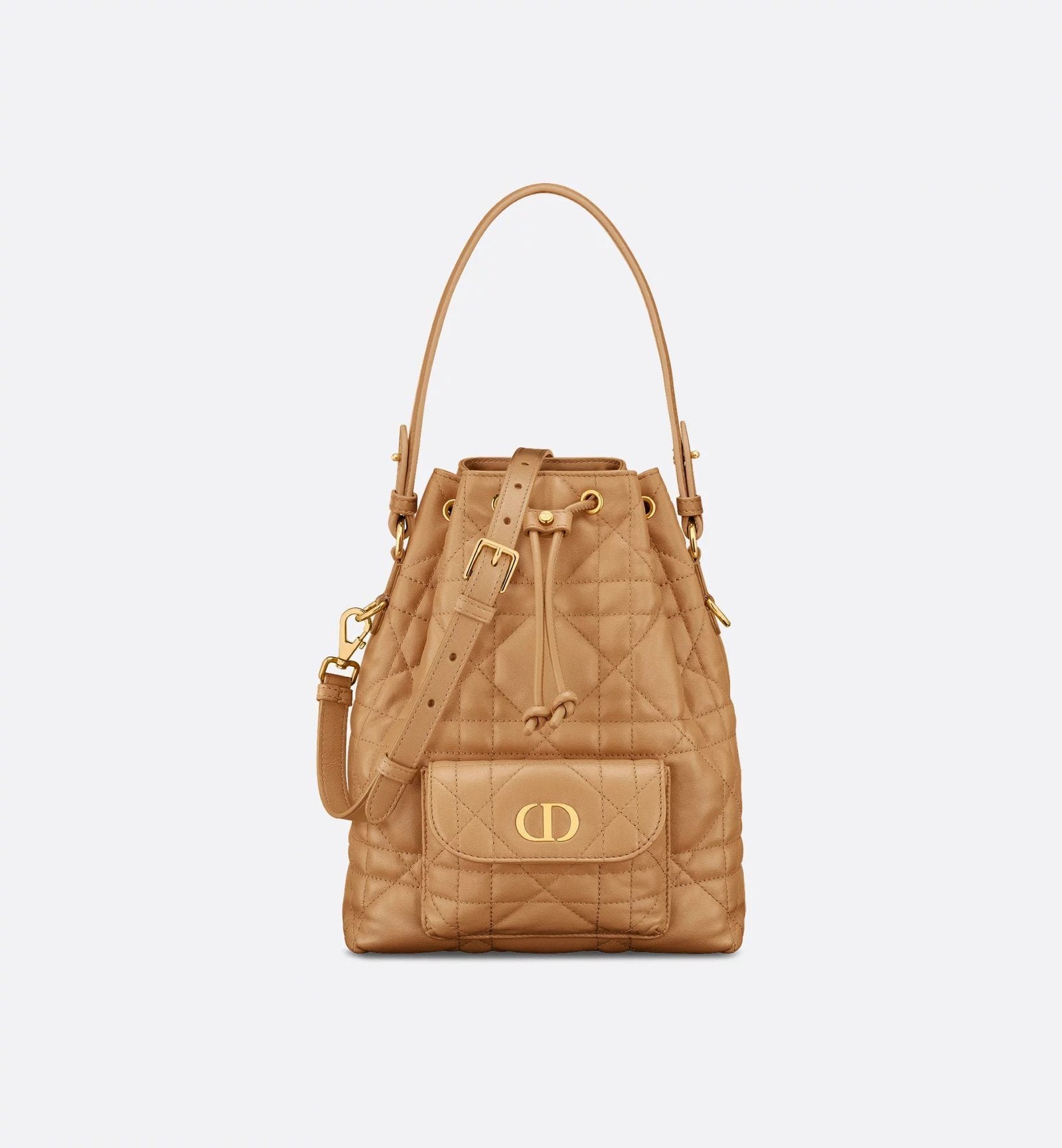 Macrocannage Lambskin Bucket Bag Light Gold