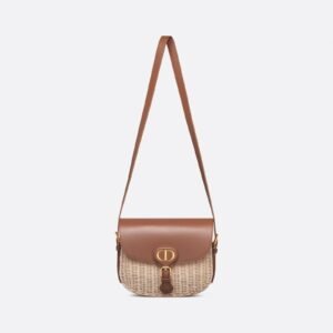 Bobby Medium Hobo in Natural Rattan and Brown Calfskin