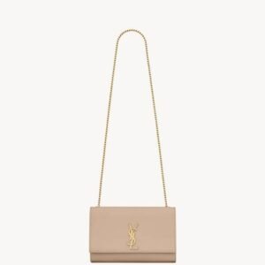 Medium Grain de Poudre Embossed Leather Bag in Dark Beige