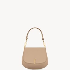 Mini Voltaire Top Handle Bag in Box Leather – Beige