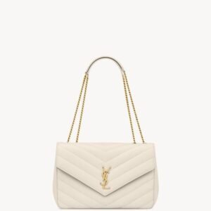 LOULOU Large in Matelassé Lambskin - White