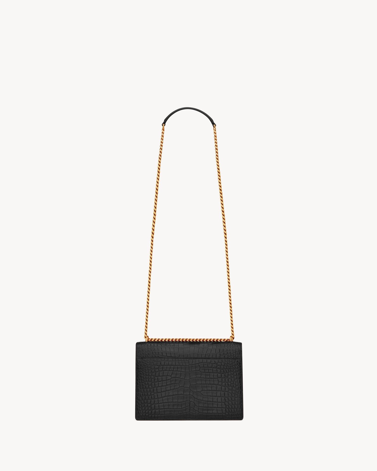 Sunset Medium Flap Bag in Embossed Calfskin - Black - Image 2