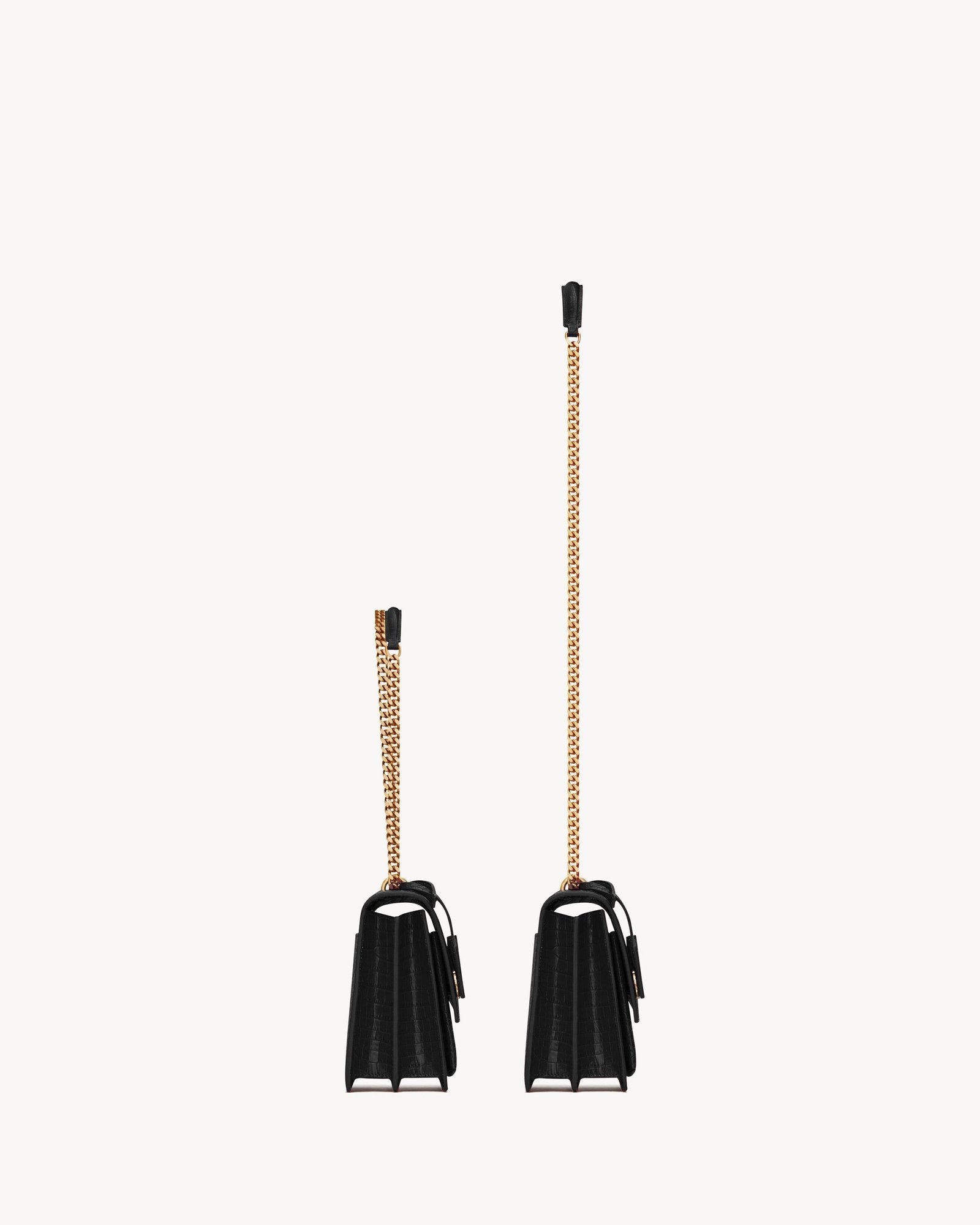 Sunset Medium Flap Bag in Embossed Calfskin - Black - Image 3