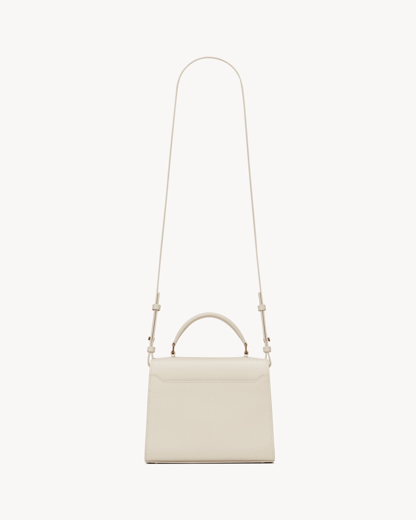 Mini Top Handle Bag in Grain de Poudre Embossed Leather – Blanc Vintage - Image 3