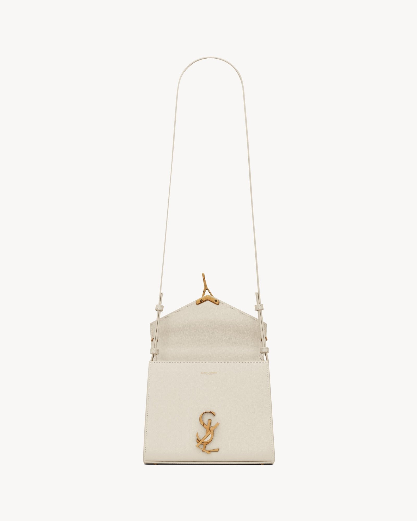 Mini Top Handle Bag in Grain de Poudre Embossed Leather – Blanc Vintage - Image 6