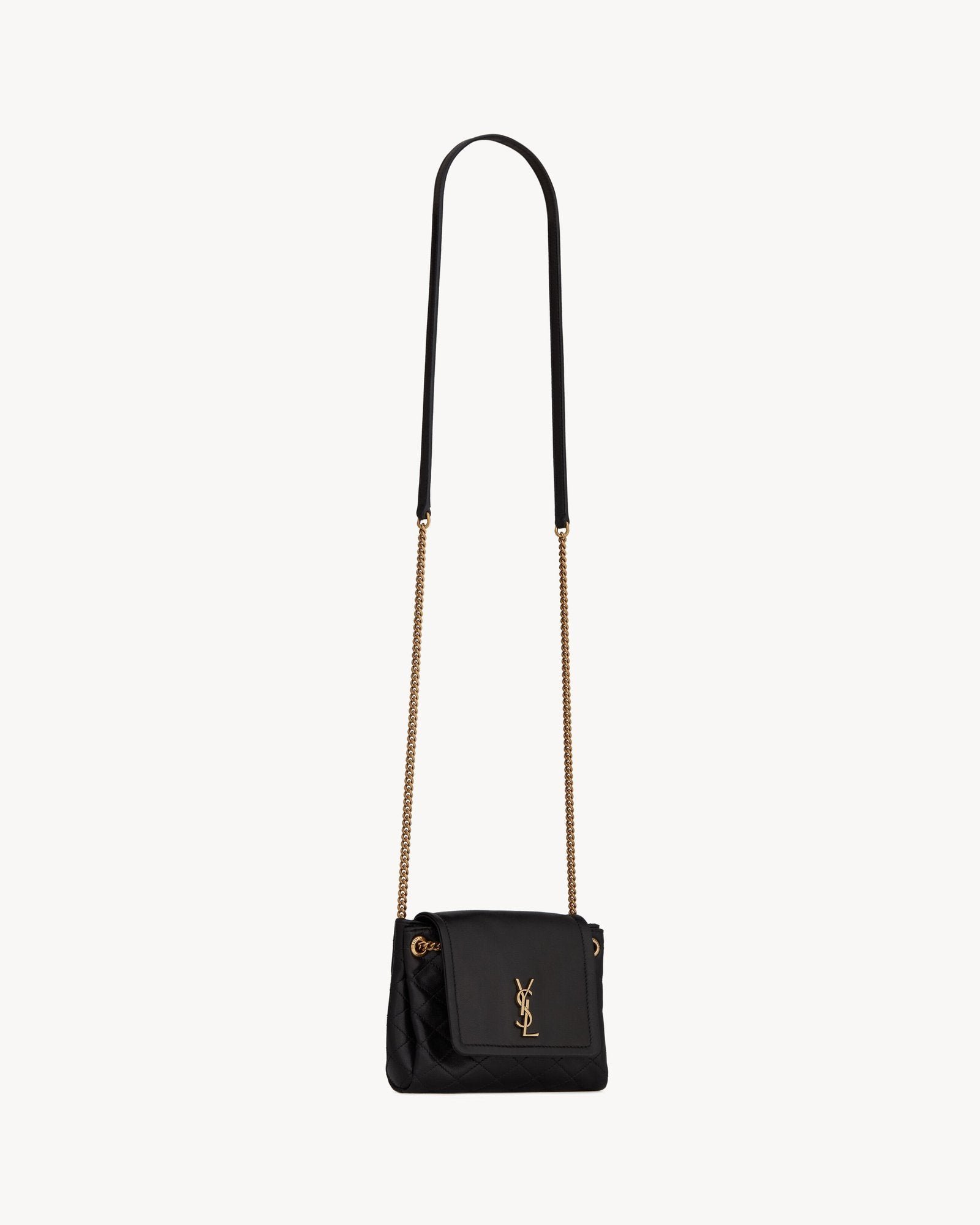 Mini Quilted Lambskin Shoulder Bag in Black - Image 4