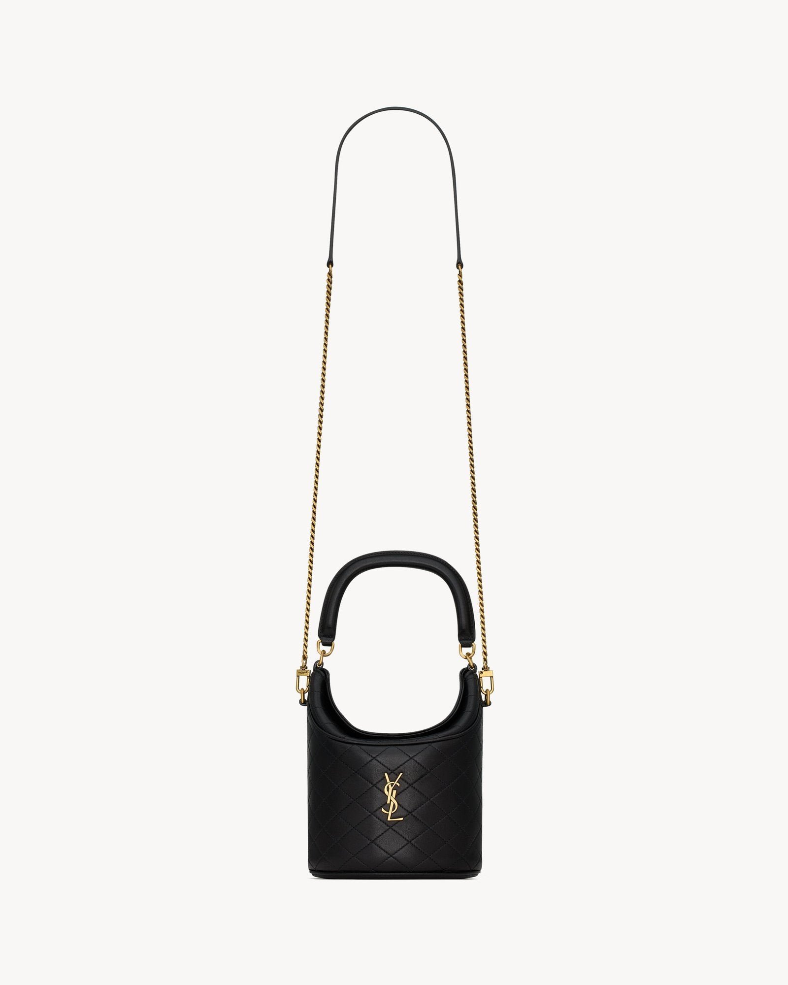 Quilted Lambskin Bucket Bag with Signature Emblem