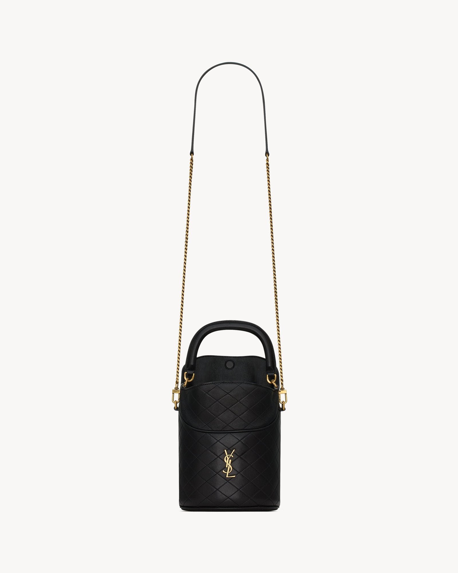 Quilted Lambskin Bucket Bag with Signature Emblem - Image 3