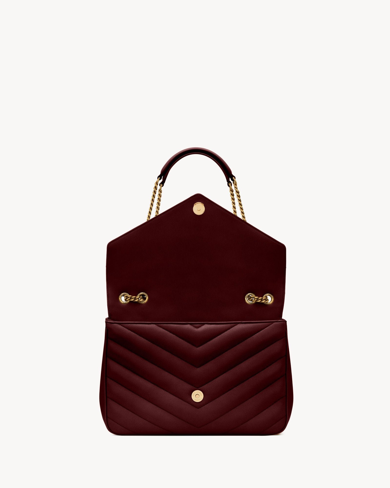 LOULOU Large in Matelassé Lambskin - Wine Red - Image 7