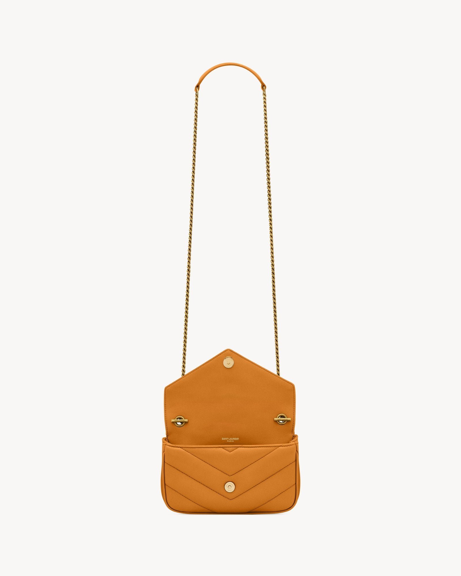 Chevron Quilted Chain Bag — Sunflower Lambskin - Image 10