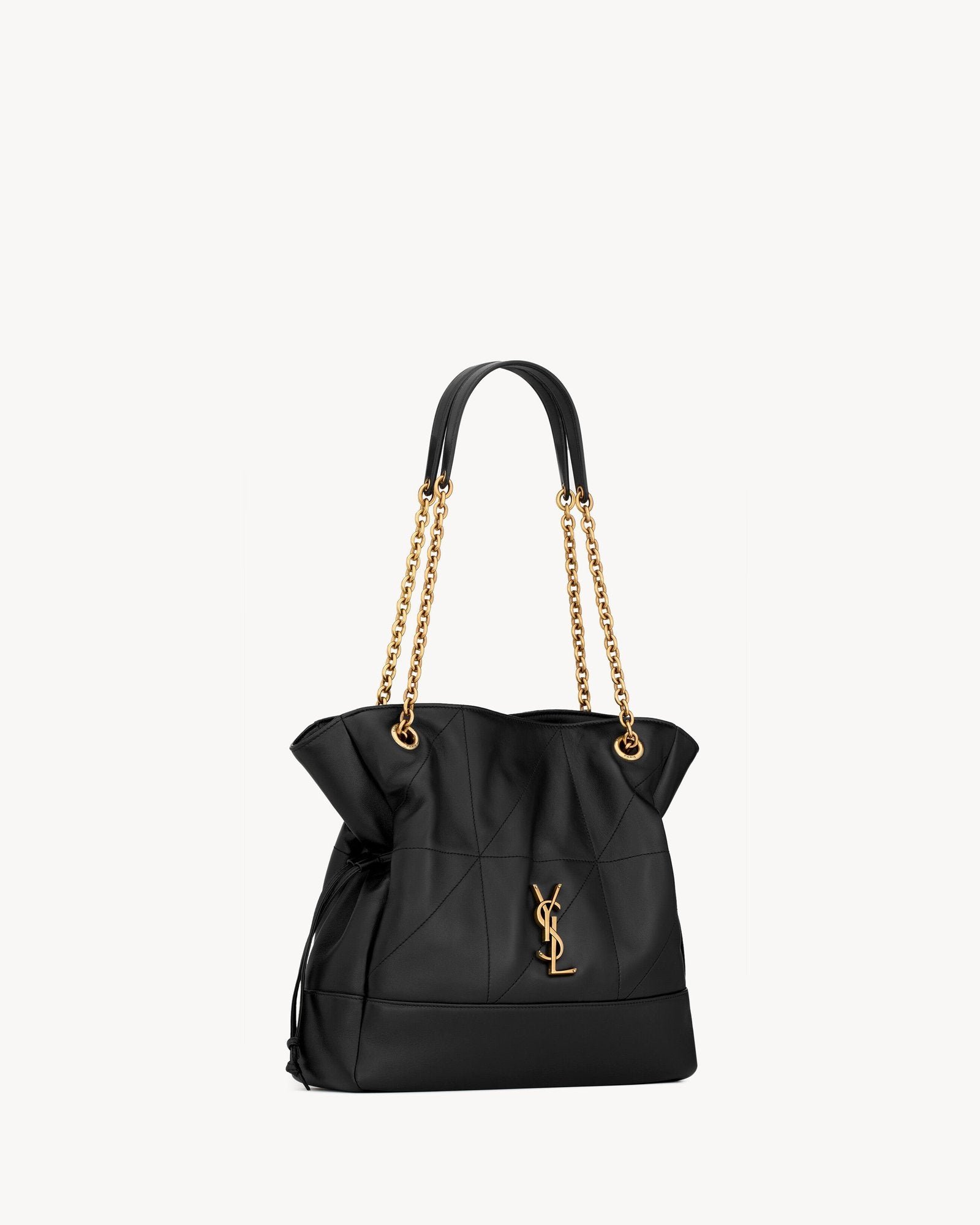 Small JAMIE Shopping Bag in Lambskin - Black - Image 6